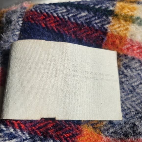 Vintage Navy Long Wool Blend Hooded Cape Coat Cloak with Plaid Blanket Lining - Picture 8 of 10